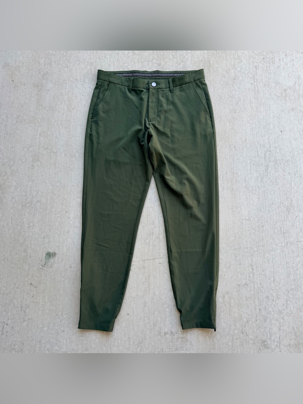 Primo Golf Joggers Pants Men Size 34 Ankle Zip Stretch Olive Green